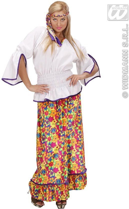 Widmann Hippie Kostuum Lange Jurk Hippie Vrouw Fluweel Kostuum Small Carnaval kostuum Verkleedkleding