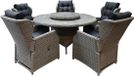 AVH-Collectie Ibiza Riccione dining tuinset 150 cm rond 7-delig grijs verstelbaar