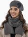 Vivisence Dames Baret En Sjaal Winterset - Wolmix Met Bloemenapplicatie Op De Baret En Decoratieve Steek Op De Sjaal Voor Een Verzorgde Uitstraling - Zacht En Warm Voor Comfort Tijdens Koude Winterdagen En Geschikt Voor Diverse Stylings - Donkergrijs