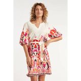 Smashed Lemon Zomerjurk met Ceintuur en Print - Rood