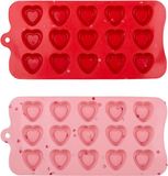 Alpina Chocoladevorm Hartjes - Moule à pâtisserie en silicone - Set de 2 - Rose et Rouge