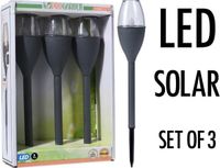 Garden Pro ProGarden Tuinverlichting - 3 stuks - 38cm - Solar-LED - Zwart