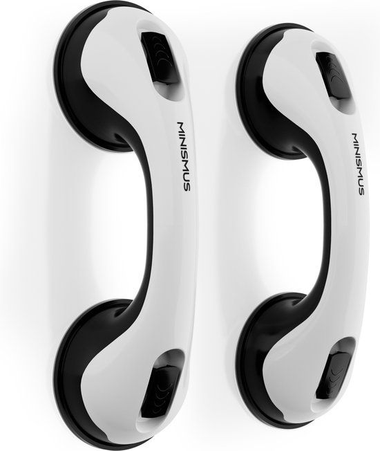 Minismus 2 Stuks Douche Toilet Handgreep met Zuignap 30 CM - Zwart/Wit