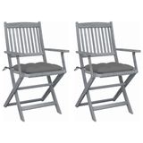 VidaXL Tuinstoelen 2 stuks met kussens, acaciahout, grijs