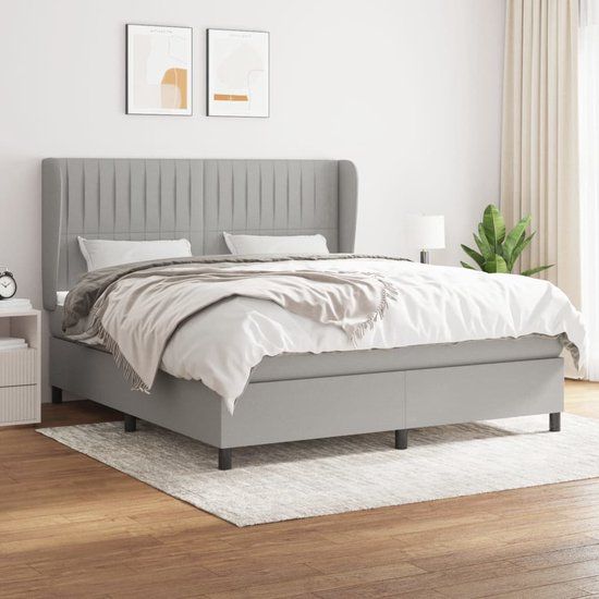 vidaXL Boxspring met matras - Lichtgrijs - 160x200 cm
