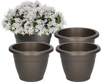 PlasticForte Plantenpot - 4x - antraciet - 14 cm - 1L - kunststof - voor buiten