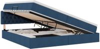 vidaXL - LED - opbergbed - met - matras - Blauw - 200 - x - 200 - cm - Stof