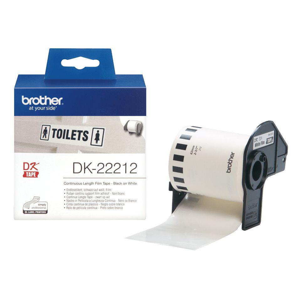 Brother DK-22212 Label Tape - Black on White - 62mm x 15.2m - Compatible with Brother QL Printers