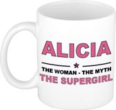 Bellatio Decorations naam cadeau mok - Alicia - Woman Myth Supergirl - koffiemok - 300 ml - collega - moederdag