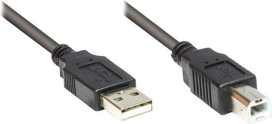 Alcasa - USB 2.0 A Male naar USB 2.0 B Male - 1.8 m - Zwart