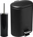 MSV Badkamer accessoires set - zwart - metaal - pedaalemmer 6L en toiletborstel in houder