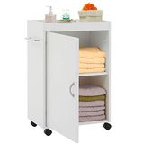BAKAJI Keukenwagen van MDF-hout met 3 planken en 4 draaibare wielen, afmetingen: 50 x 32 x 77,5 cm, ruimtebesparend, kleur: wit