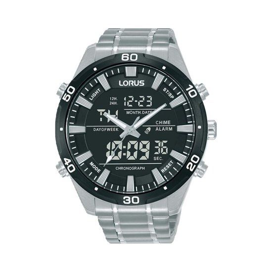 Lorus RW649AX9 Heren Horloge - Zilverkleurig - Digitaal - Staal - 46 mm