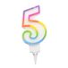 Homéa Birthday Candle Number 5 with Plastic Holder, H 7.8 cm, Multicoloured