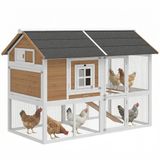 PawHut Kippenhok-Grenenhout, Staal-200L x 104B x 145H cm-Bruin