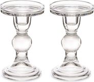 Giftdecor Kaarsen kandelaar van decoratief glas - 2x - voor stompkaarsen - D8.5 x H14 cm