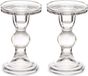 Giftdecor Kaarsen kandelaar van decoratief glas - 2x - voor stompkaarsen - D8.5 x H14 cm