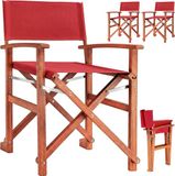 Casaria Regisseursstoelen Set van 2 – FSC met Armleuningen – Rood