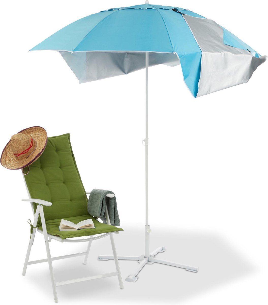 Relaxdays Strandtent Parasol - 2 in 1 - Zonnebescherming - Windbescherming