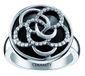 Ceranity Damesring sterling zilver 925 5,92 g bloemenmotief keramiek zirkonia zwart/wit 1-12/0072-N