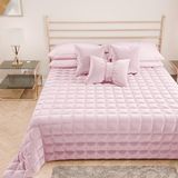 PETTI Artigiani Italiani - Quilt voor Frans bed, van zacht en warm fluweel, lentedekbed voor herfst, sprei voor Frans bed, roze, 100% Made in Italy