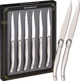 KitchenMonster Laguiole Deluxe Steakmessen - Set van 6 - RVS - Vaatwasserbestendig