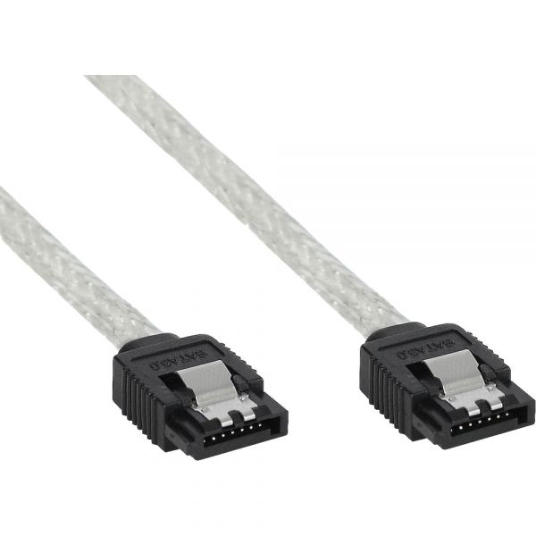 Inline SATA600 kabel rond - transparant - 0,50 meter