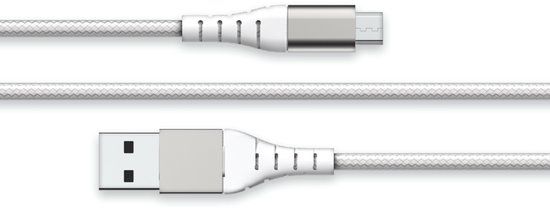 Bigben Connected Force Power Lite - USB A naar Micro USB - Versterkte kabel - 2 meter - Wit