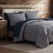 Coleman Queen Dekbedset omkeerbaar bed-in-a-tas - dubbelzijdige kleuropties, dekbed voor alle seizoenen + shams + lakens - perfect voor thuis, hut of kamp, marineblauw/grijs