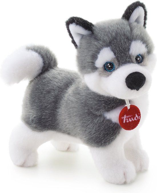 Trudi Knuffel Hond Huskey - 24 cm - Grijs/Wit