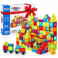 Olvy Magnetic Tiles - 120 Stuks - Educatief Bouwspeelgoed voor Kinderen (3-9 jaar) - Magnetische Tegels, Auto's, Montessori, Bouwstenen