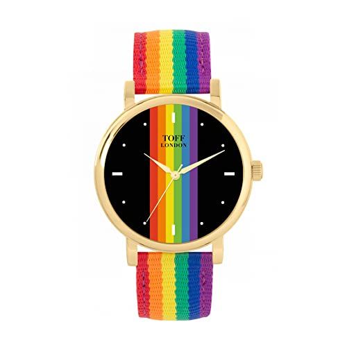 Toff London Pride Lineaire zwarte wapenstokken Horloge - 5059656938941
