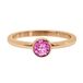 Quiges Stapelring Femme - Anneau de remplissage - Acier inoxydable couleur or rose avec zircon rose - Taille 20 - Hauteur 2mm