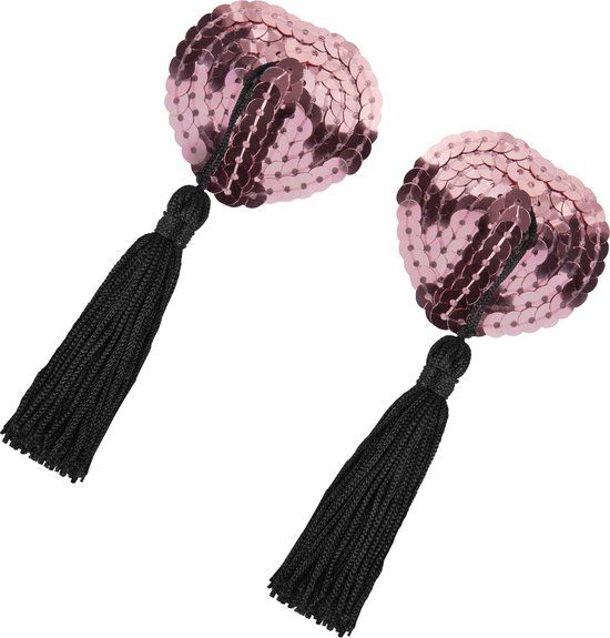 EIS, borstsieraden, pailletten in hartvorm, met kwastjes, zwart, zelfklevend