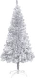 vidaXL Kunstkerstboom met standaard 150 cm PET zilverkleurig
