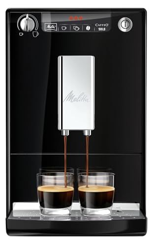 Melitta Caffeo Solo E950-201 slanke volautomatische koffiemachine met voorzetfunctie | 15 bar | LED-display | in hoogte verstelbare koffietuit | verwijderbare zetgroep | zwart
