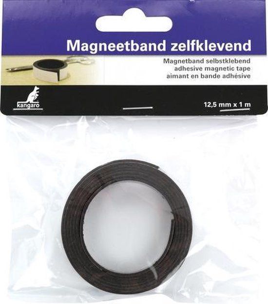 Kangaro Magneetband - Zelfklevend - 12,5mm x 1 meter - Zwart