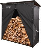 Relaxdays Houtopslag buiten - 185 x 185 x 70 cm - met dak en hoes - zwart