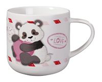 62632 NICI 62632 mok met panda en vlinder liefde, 420 ml, 9,5 x 9,5 cm, wit, voor thee of koffie, porseleinen mok met handvat, voor warme en koude dranken