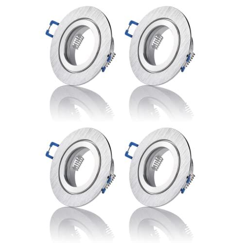 Sweet-Led® 4x inbouwframe incl. GU10 fitting 230V IP44 inbouwlampen frame aluminium inbouwspots - rond, zilver geborsteld