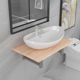 Maison Exclusive - Ensemble de meubles de salle de bains 2 pièces, céramique brun chêne