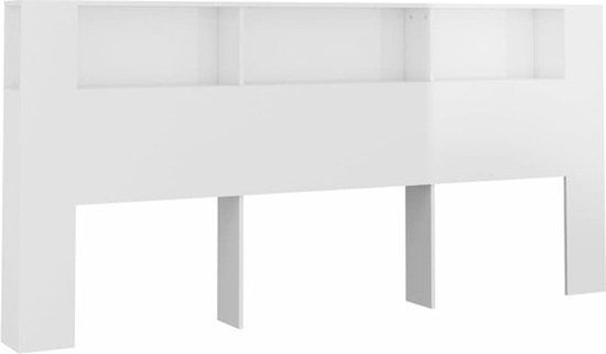 vidaXL Hoofdbordkast 220x18,5x104,5 cm Hoogglans Wit