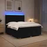 vidaXL Boxspringbed met matras, Zwart, 200 x 200 cm, Fluweel