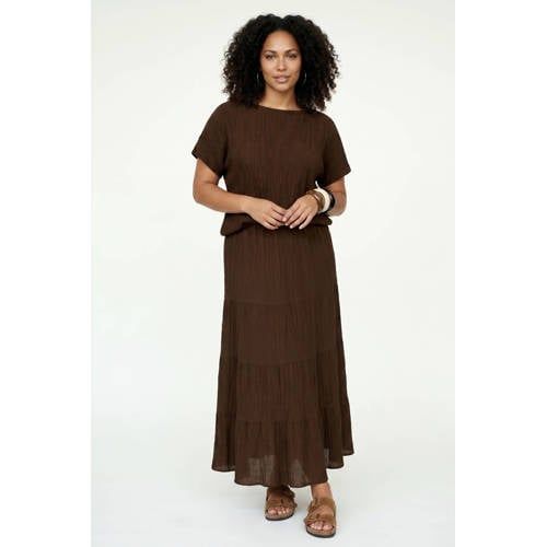 Tramontana Viscose Maxi Rok - Bruin