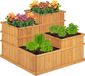 Merkloos Relaxdays Houten plantenbak - 4 laags - 61 x 81 x 81 cm - Lichtbruin