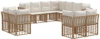 vidaXL - Hoek loungeset - Polyester - Natuurlijk en crème wit