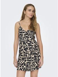 ONLY Dahlia Linen Mouwloze Jurk Zwart / Aop Bali Tile L