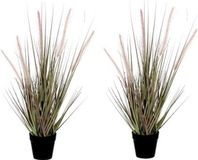 Mica Decorations Groene Dogtail/siergras kunstplant 53 cm in zwarte pot - 2x
