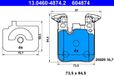 ATE Kit Plaquettes De Frein, Frein À Disque 13.0460-4874.2 Bmw