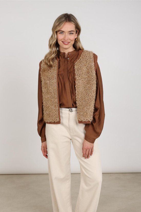 Nukus Lana Gilet Acryl Camel Volwassenen